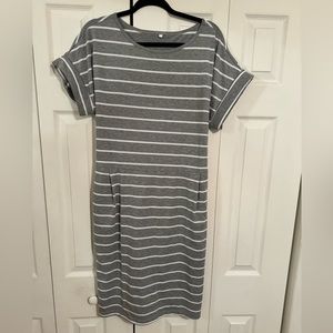 Gray and White Stripe Dress - ITEM# 1025